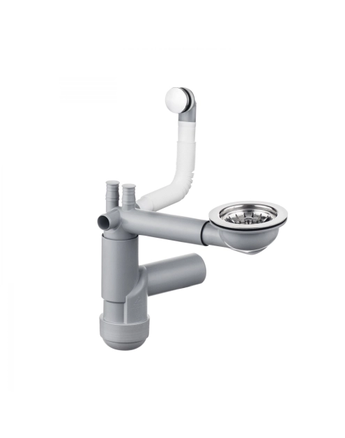 Zdjęcie: Syfon do zlewozmywaka granitowego 1-komorowego - Space-Saver Space-Saver Lux stal DEANTE