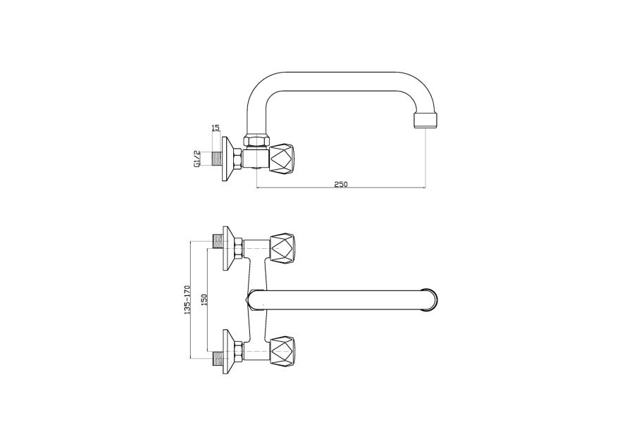 Zdjęcie: Bateria umywalkowo-zlewkozmywakowa Modena chrom, U 25 cm INVENA