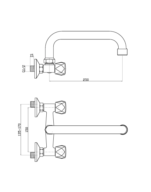 Zdjęcie: Bateria umywalkowo-zlewkozmywakowa Modena chrom, U 25 cm INVENA