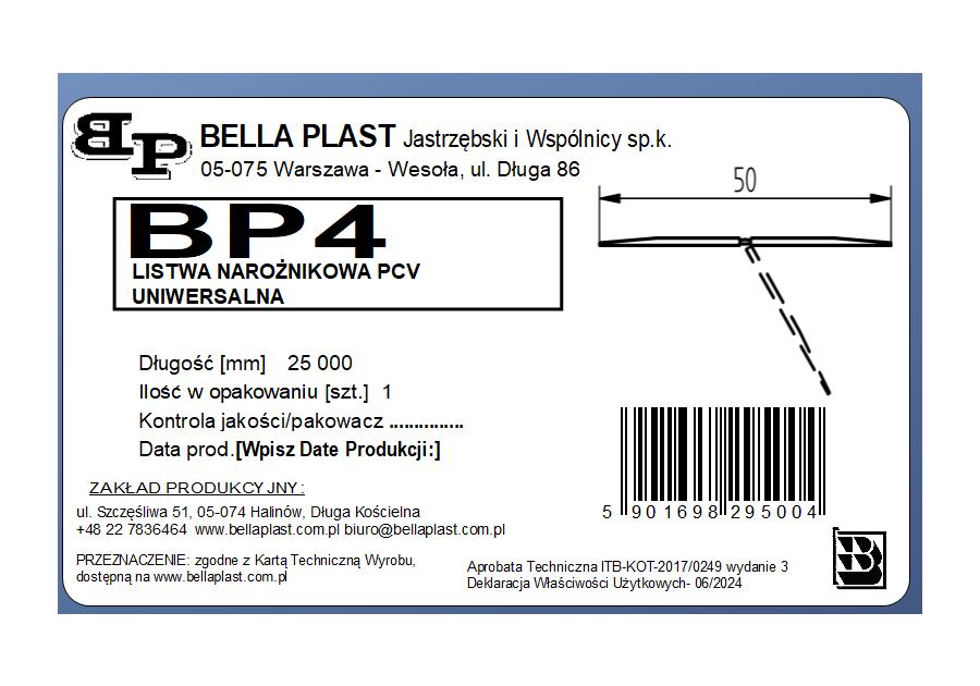 Zdjęcie: Kątownik PVC uniwersalny w rolce BP4 L25 m BELLA PLAST