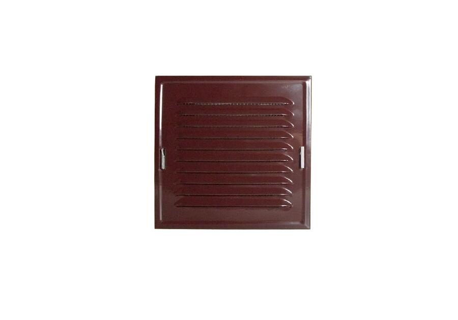 Zdjęcie: Kratka wentylacyjna skośna metalowa malowana z siatką 14x21 cm czarny PRZYBYSZ