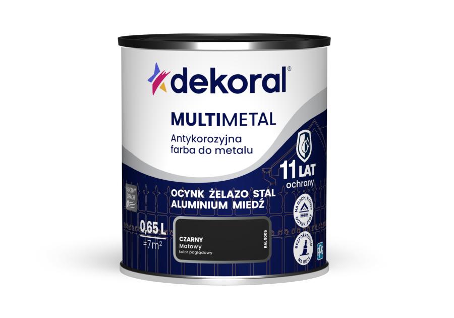 Zdjęcie: Farba do metalu Multimetal czarna 0,65 L DEKORAL