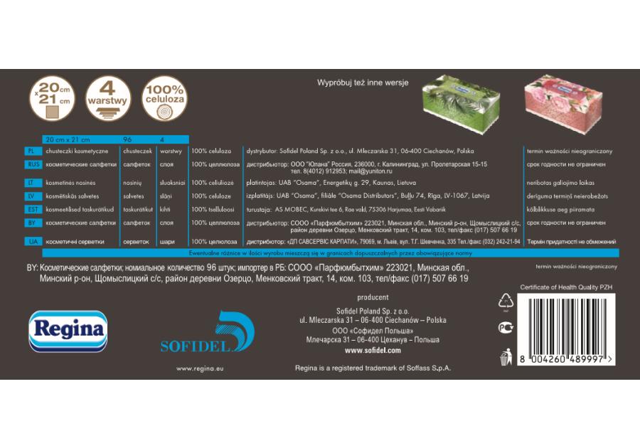 Zdjęcie: Chusteczki kosmetyczne Elegante 96 sztuk REGINA