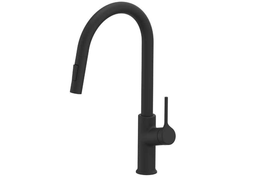 Zdjęcie: Bateria zlewozmywakowa z 2-funkcyjną, wyciąganą wylewką w kształcie litery U, Farsala czarna INVENA