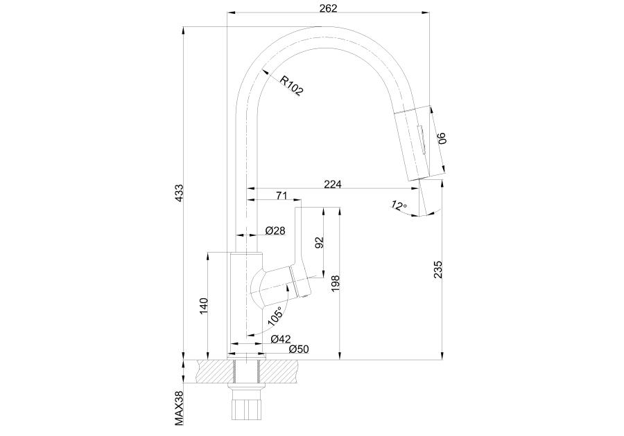 Zdjęcie: Bateria zlewozmywakowa z 2-funkcyjną, wyciąganą wylewką w kształcie litery U, Farsala czarna INVENA