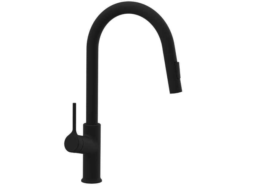 Zdjęcie: Bateria zlewozmywakowa z 2-funkcyjną, wyciąganą wylewką w kształcie litery U, Farsala czarna INVENA