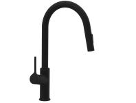 Zdjęcie: Bateria zlewozmywakowa z 2-funkcyjną, wyciąganą wylewką w kształcie litery U, Farsala czarna INVENA