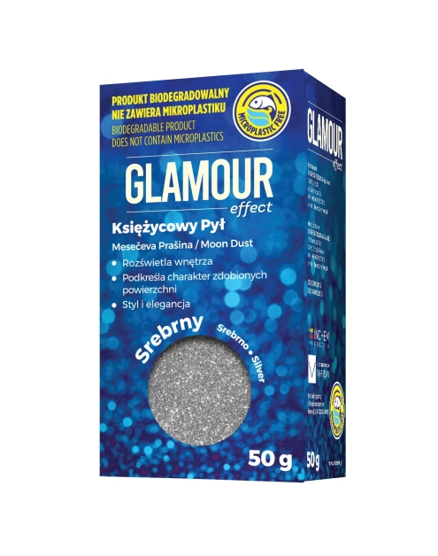 Zdjęcie: Brokat Glamour effect Księżycowy Pył Bio Srebrny 50 g INCHEM POLONIA