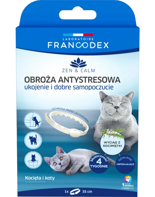 Zdjęcie: Obroża antystresowa z kocimiętką dla kotów 35 cm FRANCODEX