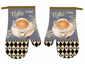 Rękawice kuchenne Coffee II 0418FS38 z magnesem komplet 2 sztuk EUROMAT