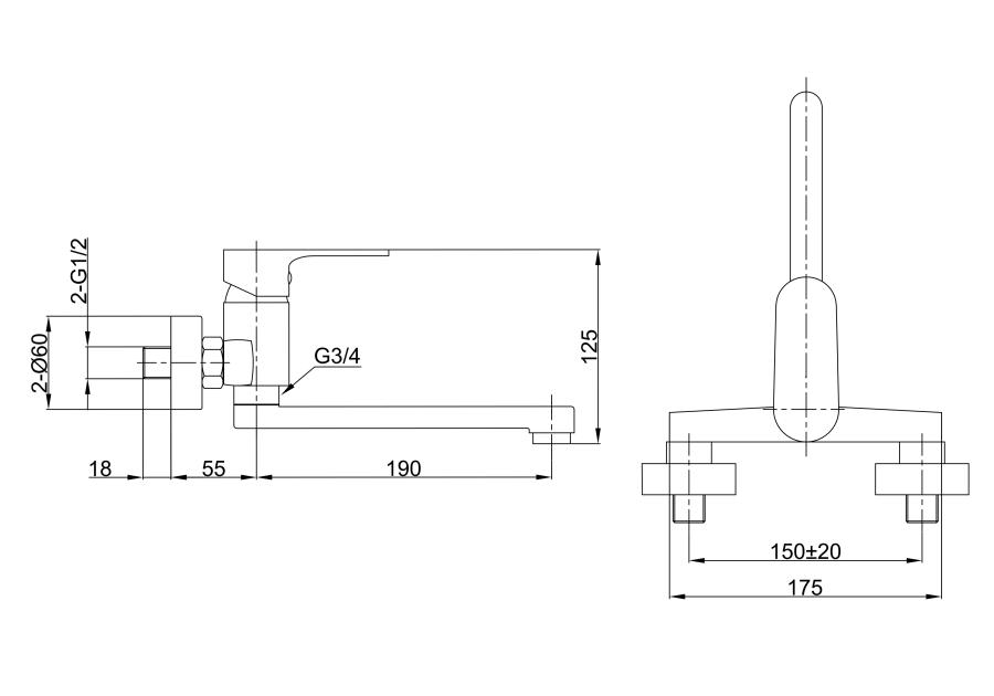 Zdjęcie: Bateria umywalkowa Nero ścienna HYDROLAND