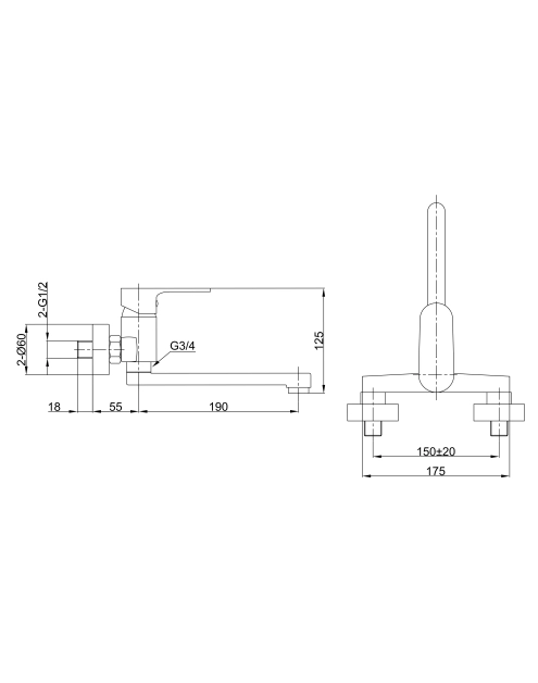 Zdjęcie: Bateria umywalkowa Nero ścienna HYDROLAND