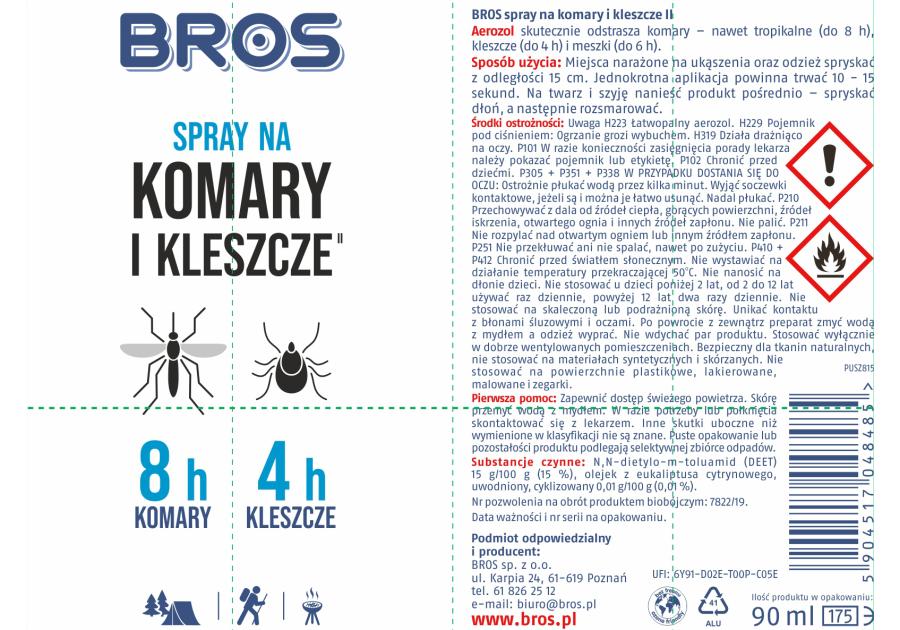 Zdjęcie: Spray na komary i kleszcze 90ml BROS