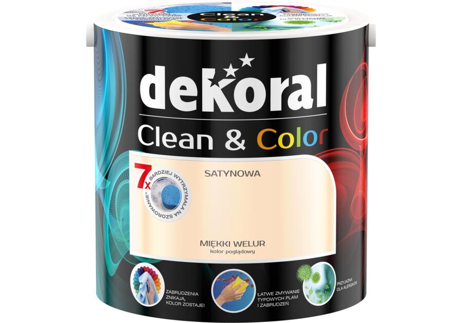 Zdjęcie: Farba satynowa Clean&Color 2,5 L miękki welur DEKORAL