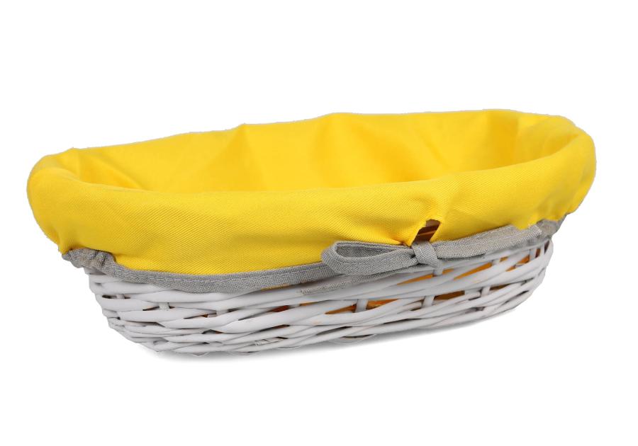 Zdjęcie: Koszyk wiklinowy z żółtym materiałem 29x21x8 cm owalny szary TIN TOURS