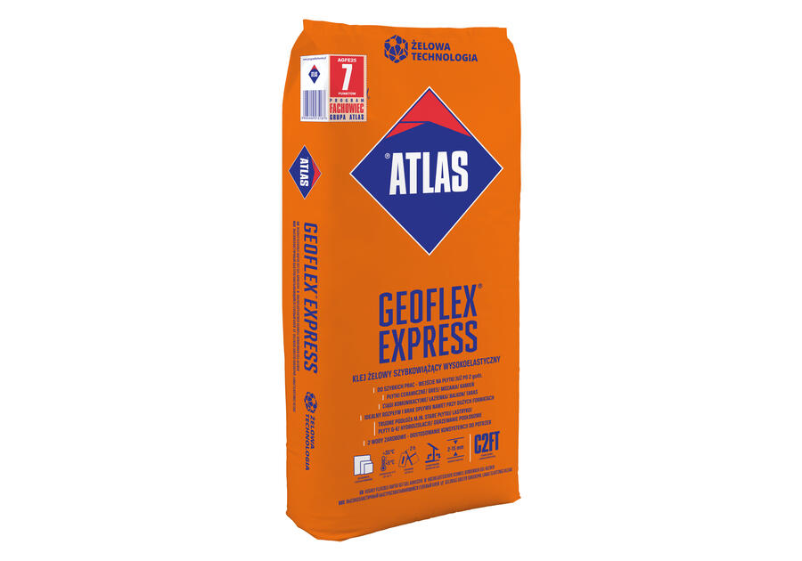 Zdjęcie: Klej żelowy szybkowiążący wysokoelastyczny Geoflex Express 25 kg ATLAS