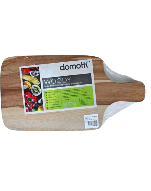 Zdjęcie: Deska do krojenia drewniana prostokątna z rączką Woody 30x16 cm DOMOTTI