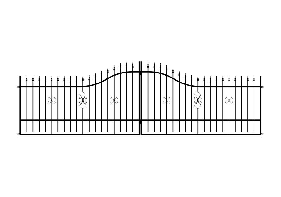 Zdjęcie: Brama dwuskrzydłowa Iga 5,00 m, 1,20-1,50 m, ocynk+RAL9005 POLBRAM