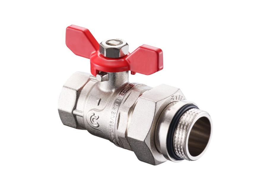 Zdjęcie: Zawór kulowy S30 3/4" W/Z z półśrubunkiem, o-ringiem i motylkiem, PN30 pełen nikiel CALIDO