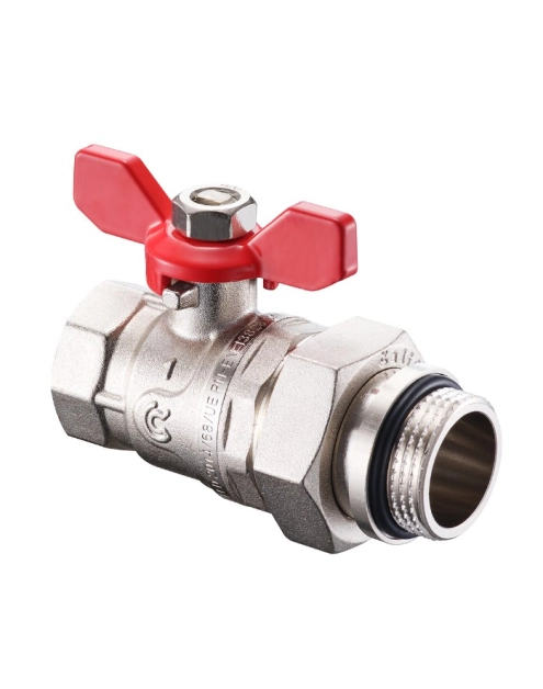 Zdjęcie: Zawór kulowy S30 3/4" W/Z z półśrubunkiem, o-ringiem i motylkiem, PN30 pełen nikiel CALIDO