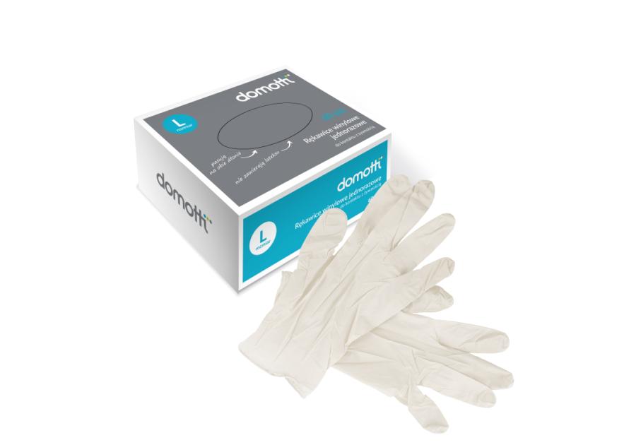 Zdjęcie: Rękawice winylowe do kontaktu z żywnością rozmiar L 60 szt. DOMOTTI