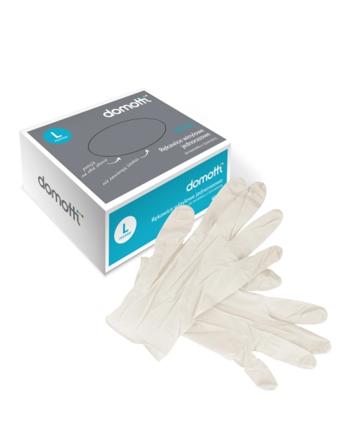 Zdjęcie: Rękawice winylowe do kontaktu z żywnością rozmiar L 60 szt. DOMOTTI