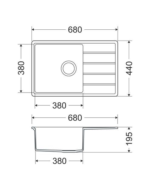 Zdjęcie: Zlewozmywak granitowy Metro piaskowy, 1 duża komora z ociekaczem, 68x44x19,5 cm syfon manualny MILÓ