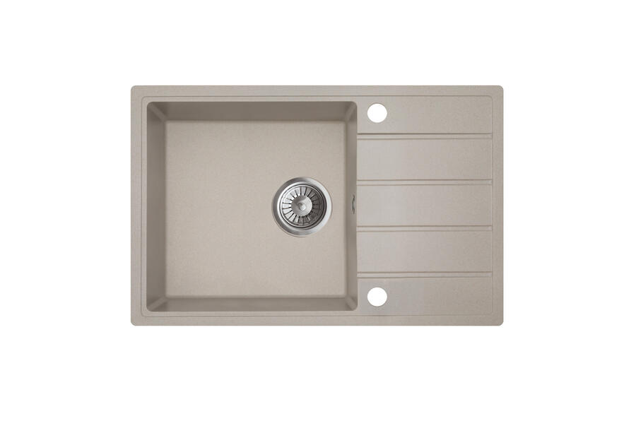 Zdjęcie: Zlewozmywak granitowy Metro piaskowy, 1 duża komora z ociekaczem, 68x44x19,5 cm syfon manualny MILÓ