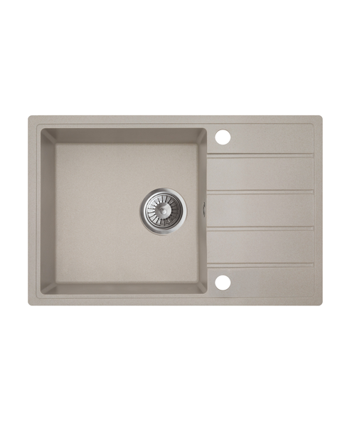 Zdjęcie: Zlewozmywak granitowy Metro piaskowy, 1 duża komora z ociekaczem, 68x44x19,5 cm syfon manualny MILÓ