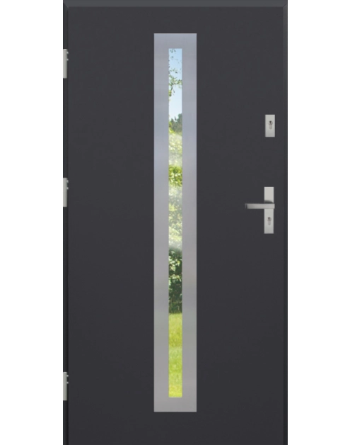 Zdjęcie: Drzwi zewnętrzne stalowo-drewniane Disting Otello 04 Antracyt 100 cm lewe KR CENTER