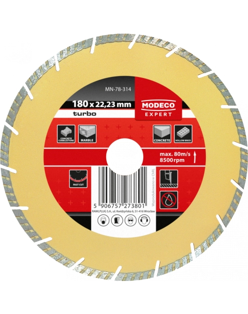 Zdjęcie: Ściernica diamentowa turbo 180 mm RAWLPLUG