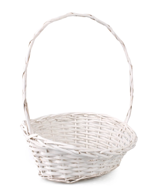 Zdjęcie: Koszyk prezentowy z pałąkiem 33x25x10/17/45 cm biały TIN TOURS