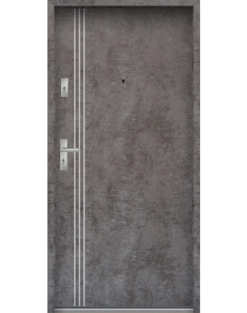 Zdjęcie: Drzwi wejściowe do mieszkań Bastion A-67 Beton ołówkowy 80 cm prawe ODP KR CENTER