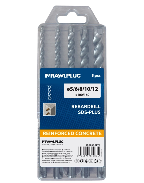 Zdjęcie: Zestaw wierteł Rebardrill SDS Plus 6x100x160 mm; 8x100x160 mm, 10x100x160 mm, 3 szt. RAWLPLUG
