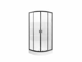 Kabina półokrągła 80x80, szkło transparentne, polski brodzik o wysokości 16 cm w komplecie LIVENO