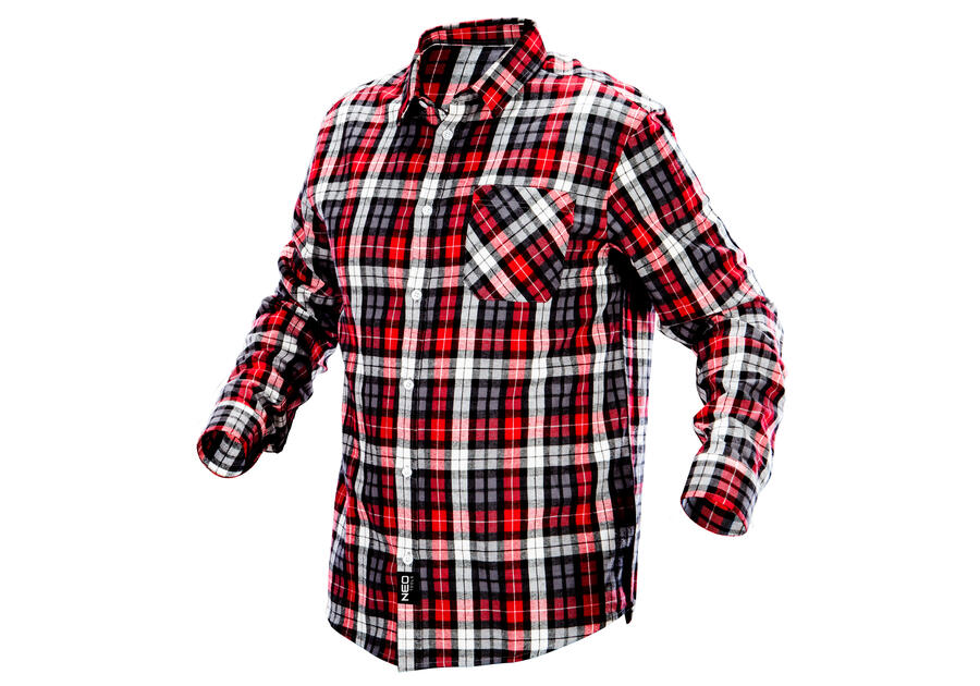 Zdjęcie: Koszula flanelowa krata czerwono-czarno-biała, rozmiar XXL NEO