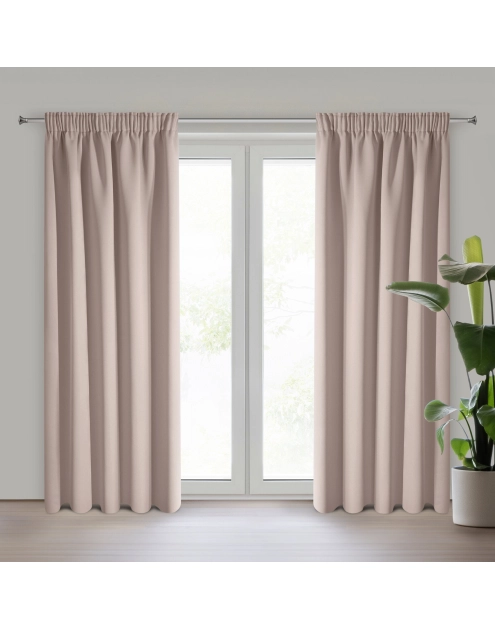 Zdjęcie: Zasłona gotowa Logan na taśmie 135 x 270 cm pudrowy róż EUROFIRANY