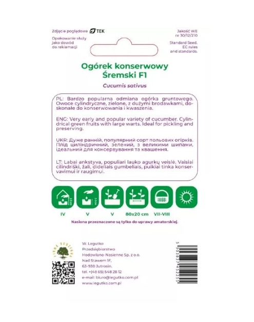 Zdjęcie: Ogórek Śremski F1 5 g W.LEGUTKO
