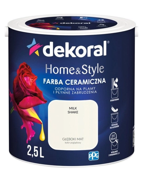 Zdjęcie: Farba ceramiczna Home&Style milk shake 2,5 L DEKORAL