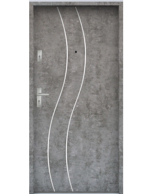 Zdjęcie: Drzwi wejściowe do mieszkań Bastion R-59 Beton srebrny 90 cm prawe ODP KR CENTER