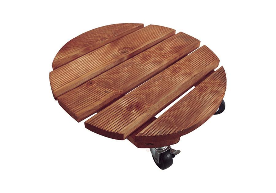 Zdjęcie: Podstawka drewniana na kółkach pod doniczkę Flora Roll, fi40 cm, FSC-FR, naturalny NORTENE