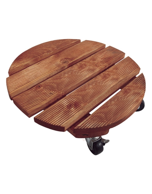 Zdjęcie: Podstawka drewniana na kółkach pod doniczkę Flora Roll, fi40 cm, FSC-FR, naturalny NORTENE