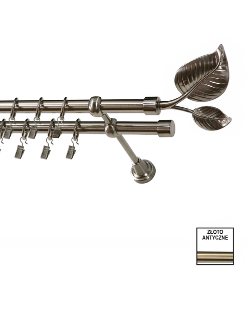 Zdjęcie: Karnisz podwójny Zeus fi 19 mm - 480 cm liść złoto KARWEL