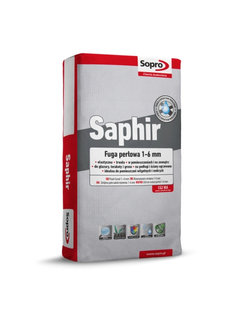 Zdjęcie: Fuga cementowa elastyczna Saphir szary 20 kg SOPRO