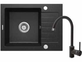 Zlewozmywak granitowy ZQZ_211A grafit, bateria BEN_262M grafit DEANTE