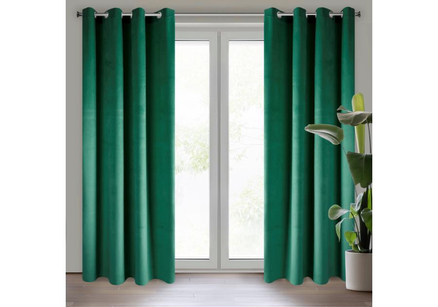 Zdjęcie: Zasłona gotowa Pierre 140x250 cm ciemnozielony EUROFIRANY