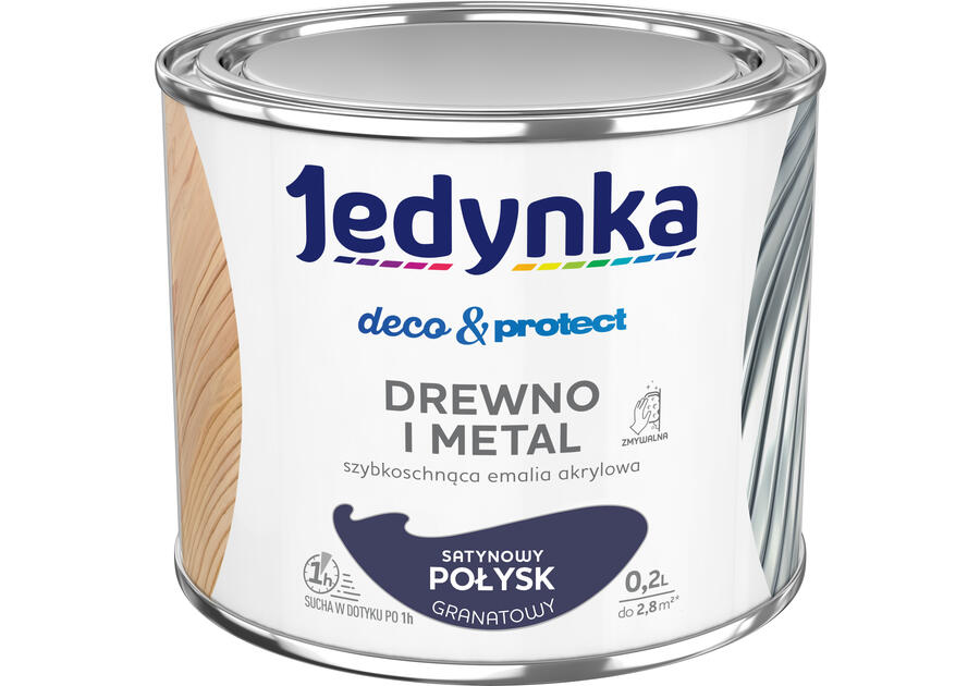 Zdjęcie: Farba do drewna i metalu Deco&Protect satynowy połysk granatowy 0,2 L JEDYNKA