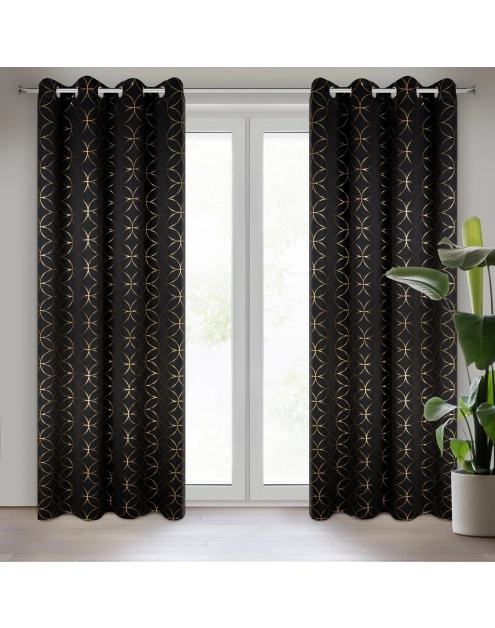 Zdjęcie: Zasłona gotowa Abella 135x250 cm czarny EUROFIRANY