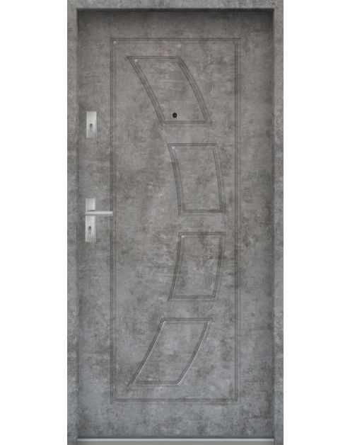 Zdjęcie: Drzwi wejściowe do mieszkań Bastion T-17 Beton srebrny 90 cm prawe OSPŁ KR CENTER
