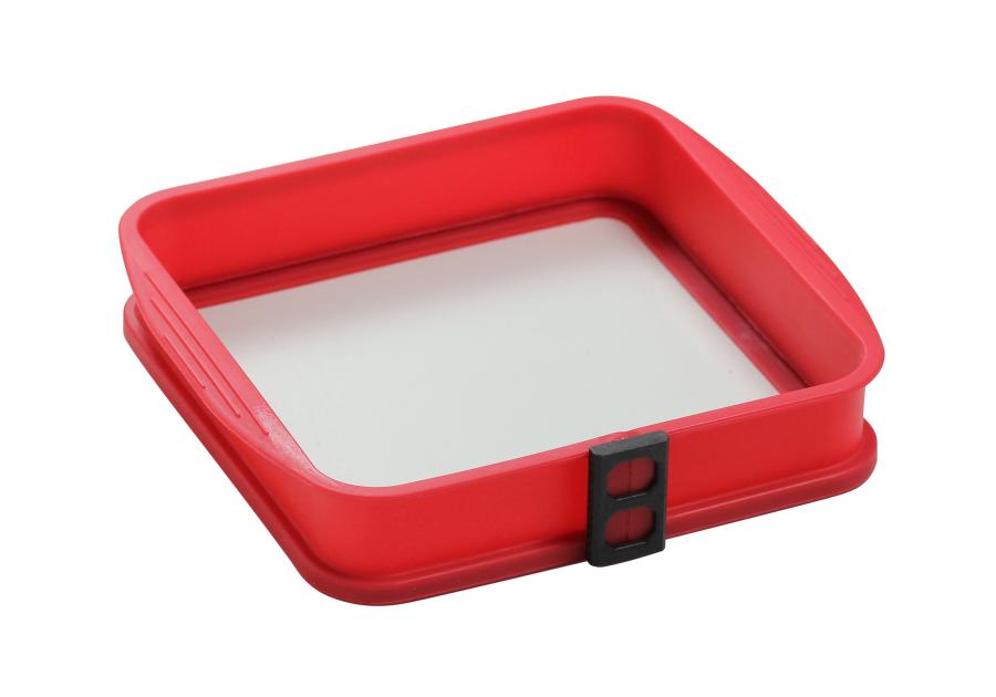 Zdjęcie: Forma Delice 24 cm kwadratowa ze szklanym dnem czerwona AMBITION